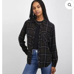 Rails soft plaid shirt / black and green / S